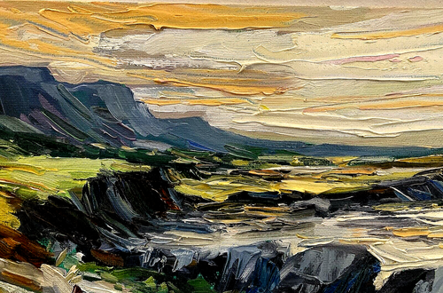 Impressionist Seascape Shore rocks landscape oil painting on board - Picture 4 of 10
