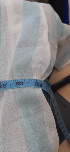 Striped Linen Handsewn White Blue Sheer Shift Chemise Dress Free Size 46" Bust - Picture 6 of 7