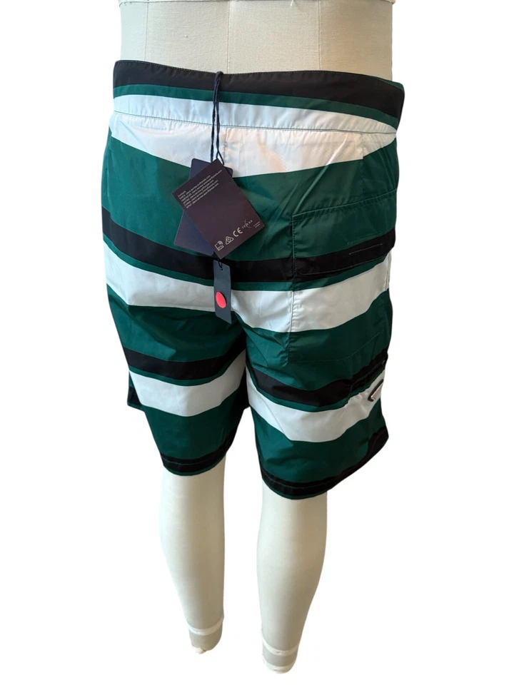 PRADA UB334 Men's Green Boxer Baiadera Nylon Striped Swim Suit Sz. 50- 34" Waist - Image 3 of 4