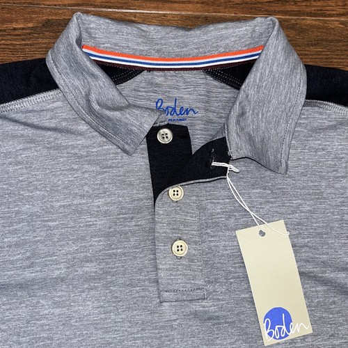NUEVO Polo Boden Active Para Hombres S Gris Marl Negro Poli Golf Estilo Británico M0782 - Imagen 2 de 10