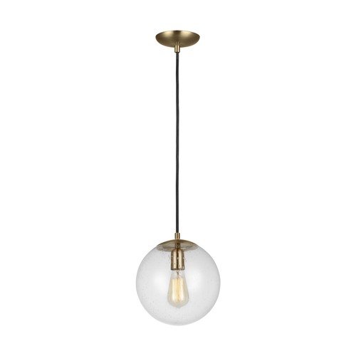 Leo - Hanging Globe Pendant Light in Satin Brass
