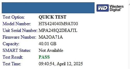 Hitachi Travelstar 4K40 40GB 4200RPM IDE Ultra ATA100 2.5" Laptop HDD Hard Drive - Picture 3 of 4