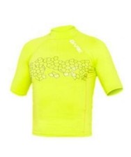 Bare Youth Neon Yellow Short Sleeve Sunguard Rash Guard 50 SPF UV Size 10