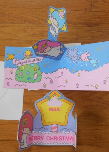2 VTG Sanrio Little Twin Stars Cards POP UP 1976 Cards Holiday Christmas new W/ - Picture 3 of 4