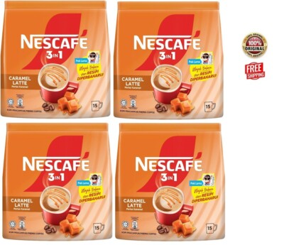 NESCAFE 3 in 1 Latte Caramel Instant Coffee 60 sticks (4-pack) Free Shipping
