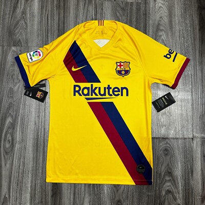 NIKE MEN'S FC BARCELONA 19/20 AWAY STADIUM JERSEY YELLOW COLOR SMALL  887229640701|