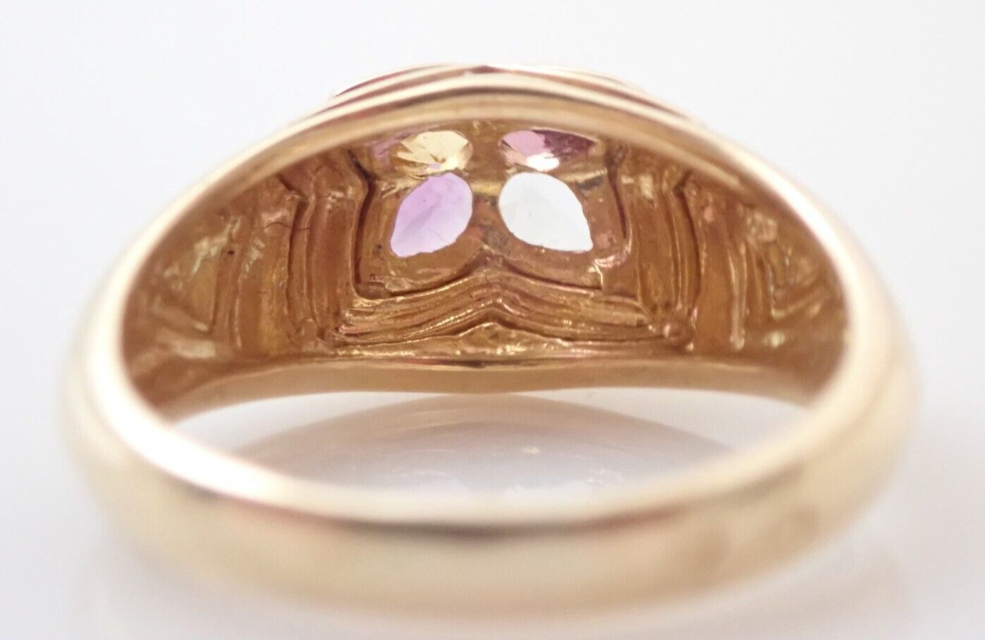 18k Solid Yellow Gold Designer Signed Multi Gemst… - image 5