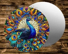 Round metal Sign PEACOCK    Wreaths Crafts  miniatures Projects