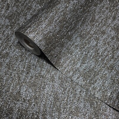 Bronze taupe gray silver Chip Stone Real Natural Mica Textured Plain Wallpaper