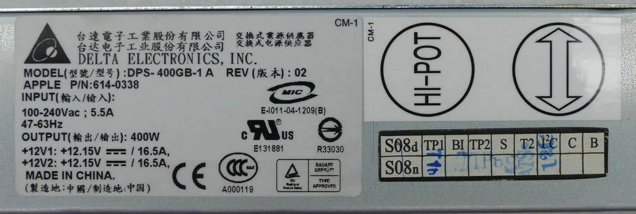 Mail in repair Xserve G5 400W power supply  DPS-400GB 661-3155 614-0338 614-0264 - Image 2 of 2