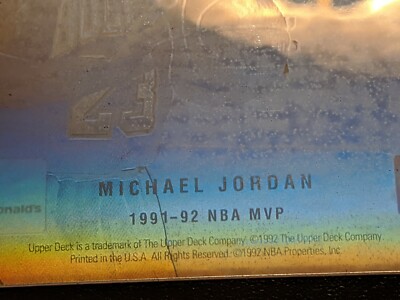 RARE Michael Jordan 92/93 Upper Deck McDonalds NBA MVP Hologram