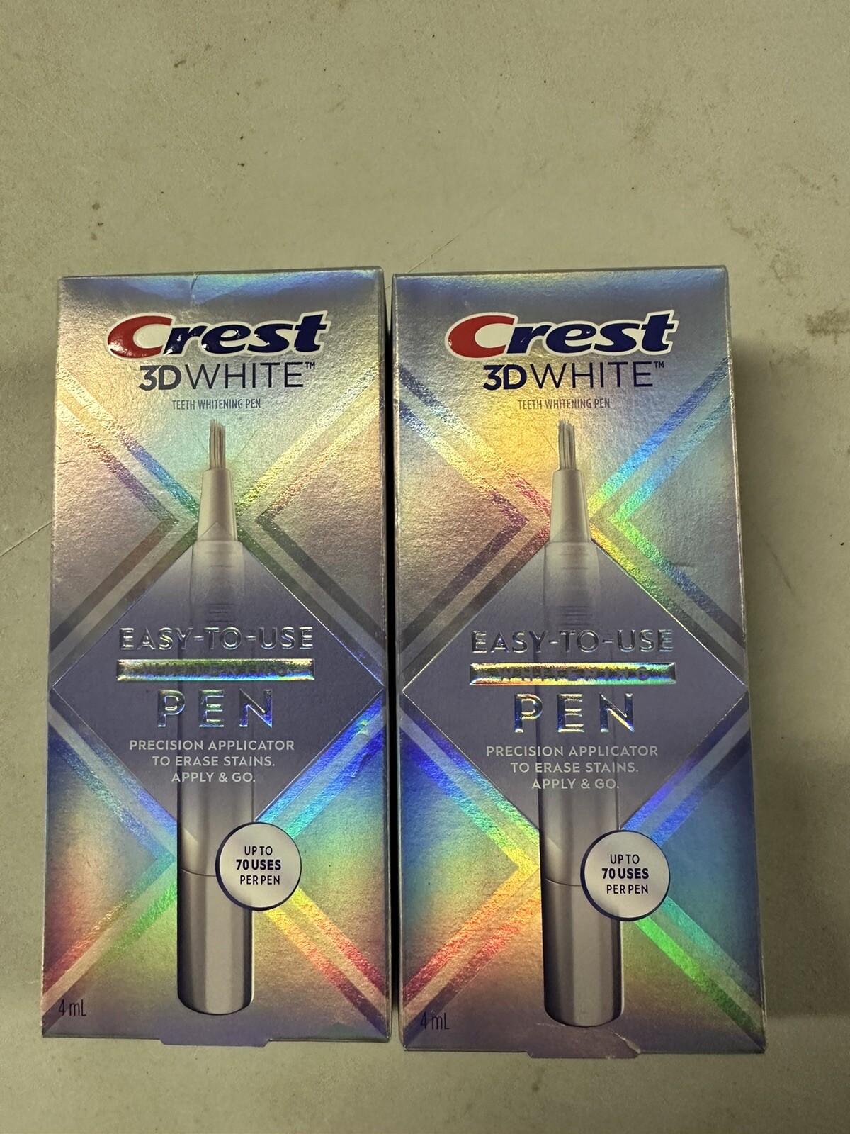 2X! ¡NUEVO! ¡EN CAJA! Bolígrafo blanqueador Crest 3D blanco FÁCIL DE USAR HASTA 70 USOS POR BOLÍGRAFO