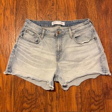 Levi Strauss Signature High Rise Light Wash Distressed Denim Jean Shorts Size 12