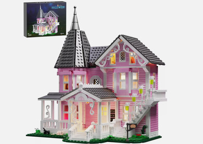 MOC Pink Palace w/ Light Model Building Blocks Christmas Bricks Set- 1349pc