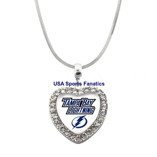 Tampa Bay Lightning 925 Necklace or Earrings or Set Team Heart With