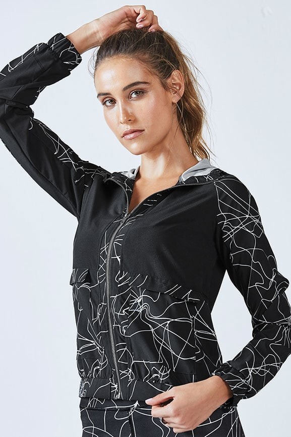 Fabletics Jiae Lightweight Jacket Black White Scr… - image 2