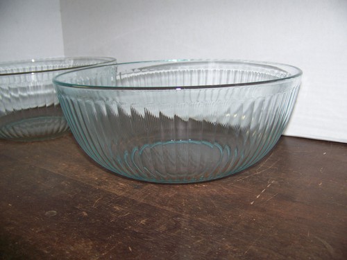 x2 VTG Pyrex Clear Glass Bowl Ribbed Large 4.5 qt 7404-s - Picture 7 of 16
