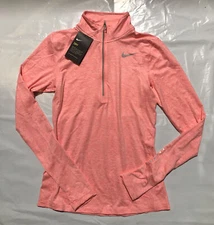 Nike Women's Dri-Fit Element Half Zip Running Top Peach Silver Sz XS 904900-808