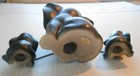 Vintage MCM Porcelain Long Eared Dog Trio Mama And Puppies Chain Leash Figurines — photo 3