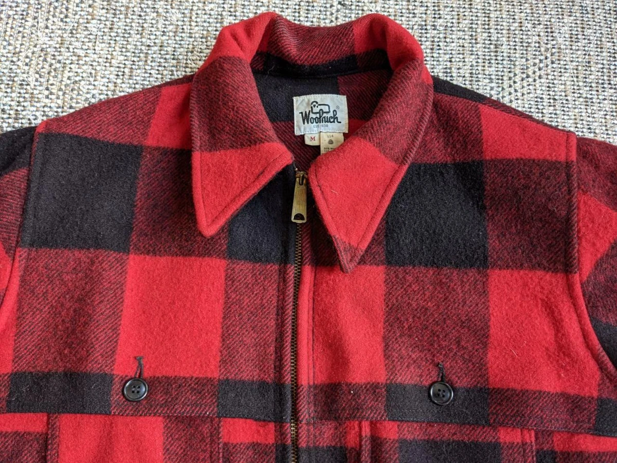 vintage WOOLRICH wool MACKINAW jacket M blue BUFFALO PLAID red