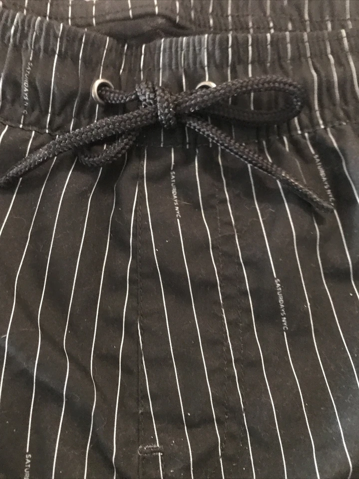 Sábados Nueva York Timothy Logo Rayas Pantalones Cortos de Natación Negro Talla L Nuevo con Etiquetas - $125 Foto 2 de 4