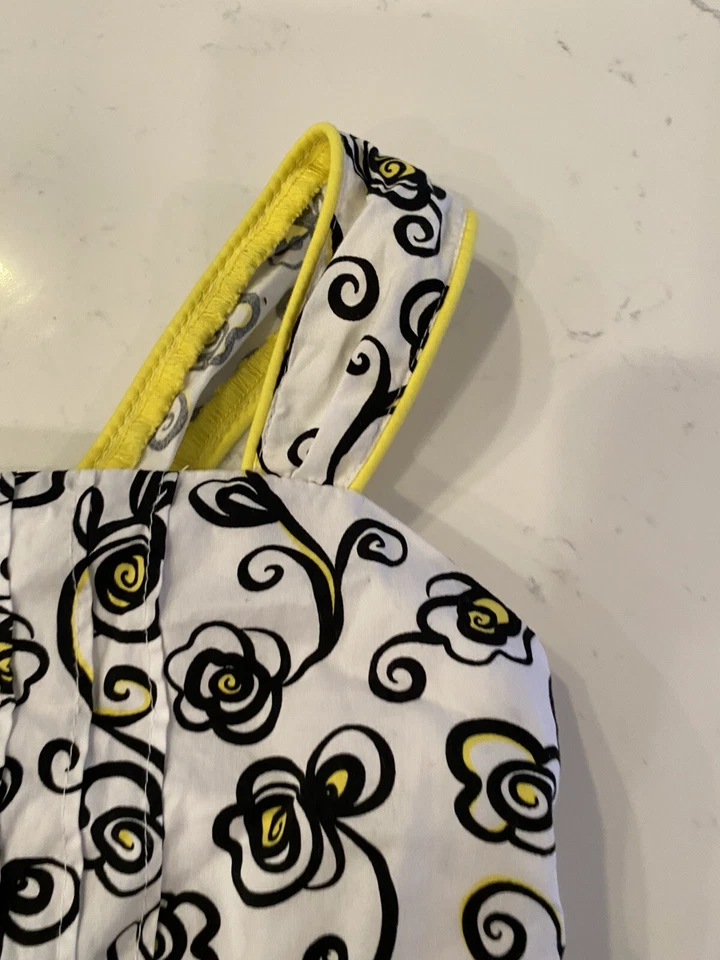 Vestido George Girls tamanho 12 branco preto amarelo elegante comprimento do joelho vestido de verão floral - Imagem 3 de 4