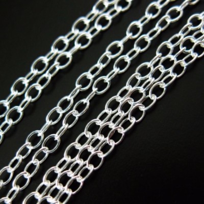 Sterling Silver Bulk Jewelry Making Chain By the Foot-1.5x2mm Round Cable Chain