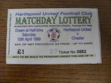 10/04/1999 Matchday Lottery Ticket: Hartlepool United v Chester City