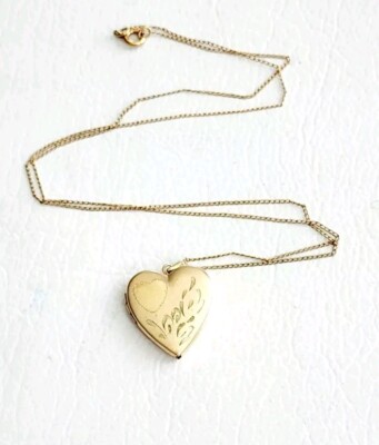 ESTATE ANTIQUE 1/20 14K GOLD FILLED LOCKET HEART FLORAL PENDANT