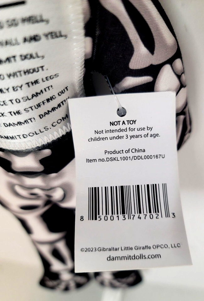 Dammit Doll Skeleton Design Front & Back New W/Tags 2023 Stress Relief