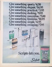Vintage Print Ad 1970's Scripto Sporty Elegant Dashing Masculine Feminine Swing