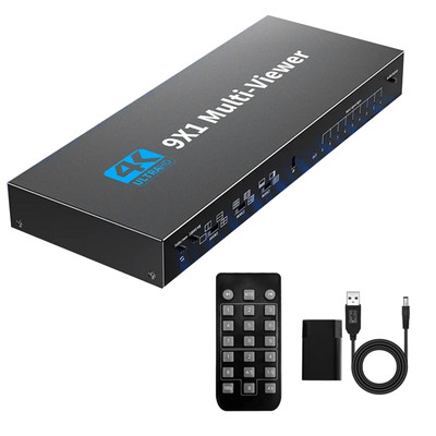 HDMI Multiviewer 4K 9 In 1 Out 1080P Screen Multi-Viewer Seamless Switch With IR