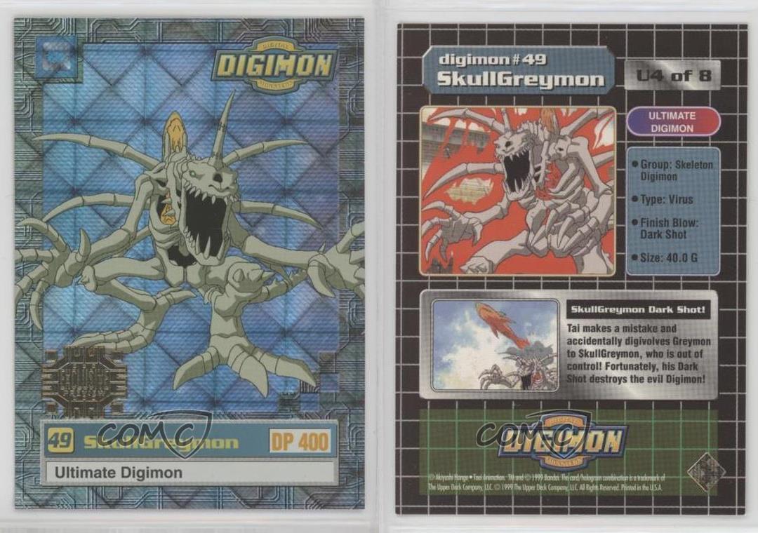 1999 Upper Deck Digimon - Digital Monsters Series 1 Skullgreymon #U4.3 a4e - Picture 3 of 3