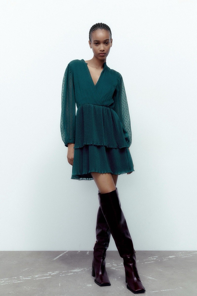 Zara Short Dotted Mesh Dress NWT S | eBay