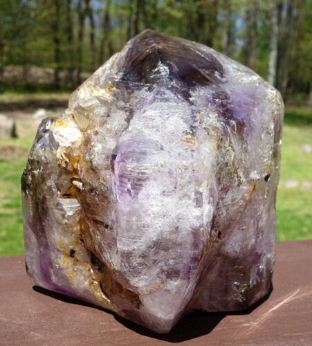 Large Madagascar Amethyst & Smoky Quartz Crystal with Multiple Enhydros - Picture 5 of 20