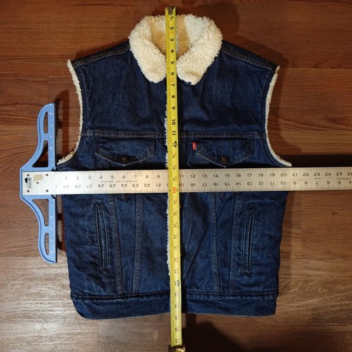 Vintage Levi’s 60511-0216 Sherpa Lined Denim Trucker Vest Sz M ~ Pristine 1980s - Picture 3 of 9