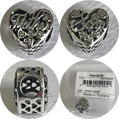 PANDORA MOTHER SON OPENWORK SCRIPT CHARM REF 792109CZ NOW