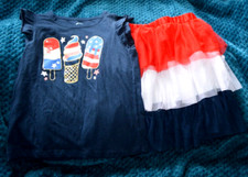 Independence Day 4Th of July skirt  shirt outfit size 7 - 8 Girls