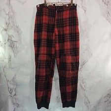 Vintage Wool Pants Men 32 Black Buffalo Suspenders Jogger Wool Double Knee