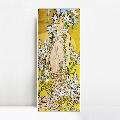 Framed Canvas Giclee Print Lily by Alphonse Mucha Wall Art Home Office Decor - Picture 16 of 17
