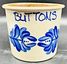 Beaumont Brothers Pottery BBP BUTTONS Crock Salt Glazed Stoneware Floral 1997