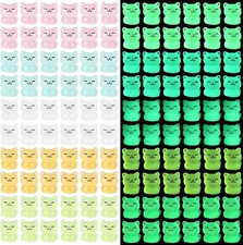 60pcs Luminous Miniature Cat Figures Glow in The Dark Resin Micro Fairy Ornam...