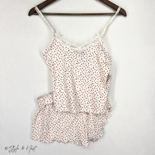 Women's Babydoll Coquette PJs Lace Trim Floral Dainty Set Size Small