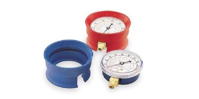 Gauge Boots,2-1/2 in Dia,PR Blue, Red 