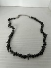 Vintage Heavy Black Hematite Stone Chunk Chip Necklace 18” — photo 1