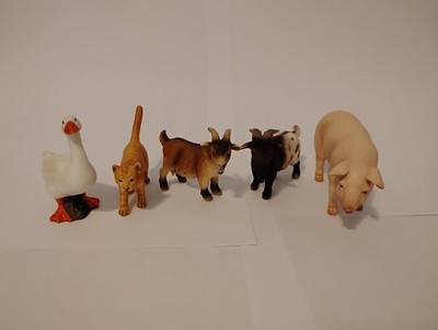 Schleich Dwarf Pygmy Goat Nanny Billy Pig Boar Cat Goose Farm Animal Lot Figures