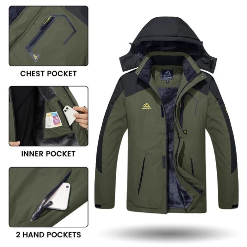 TACVASEN Winter Jacket for Men Fleece Lined Skiing Snowboarding Jacket image 5
