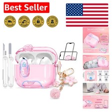 Fashionable AirPods Pro 3 Clear Case with Lock, Stand Cleaning Accessories