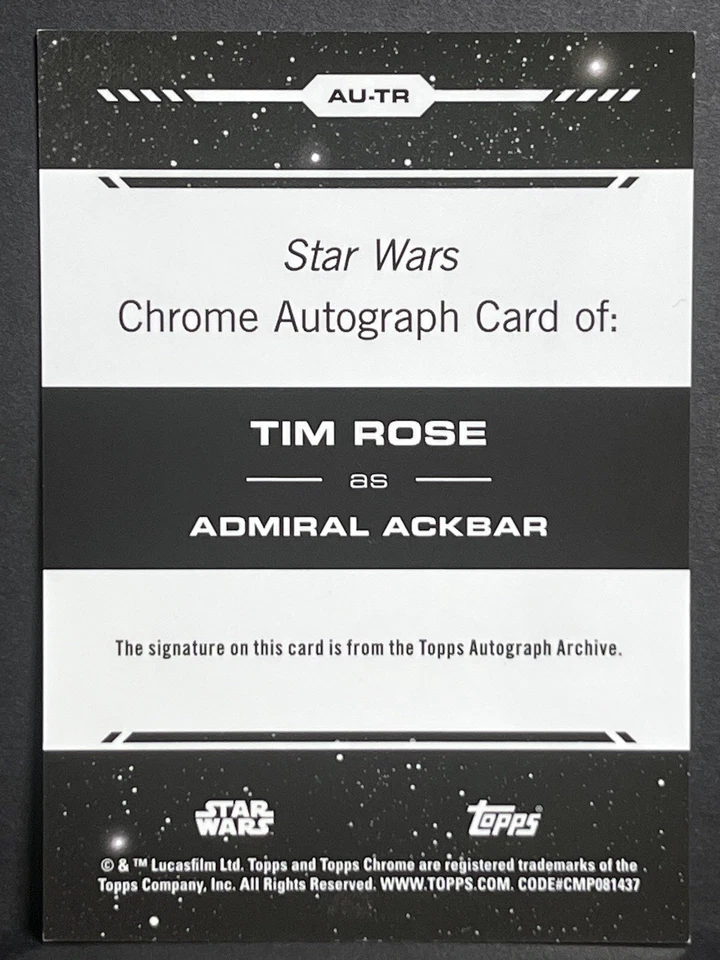 2024 Topps Chrome Star Wars Tim Rose as Admiral Ackbar Auto #AU-TR - Image 2 of 2