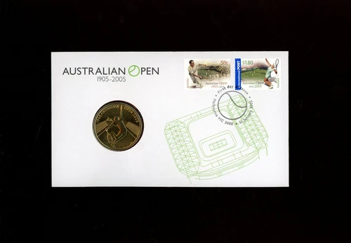 2005 Australian Open 1905-2005 Australia Post Coin Cover